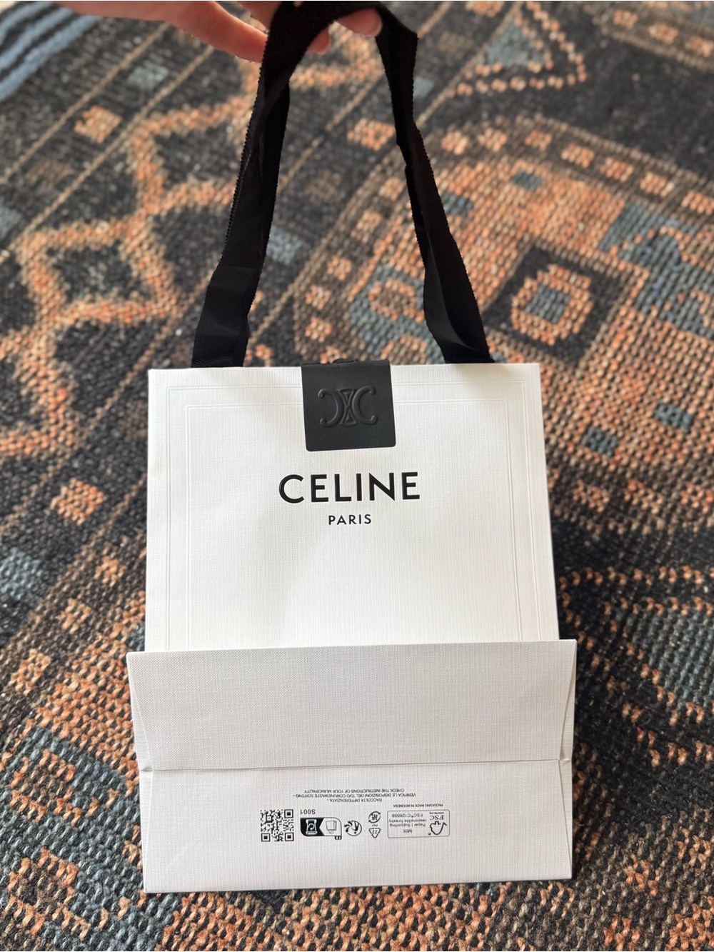 Celine White Medium gift bag with Black Ribbon Handles - Picture 4 of 6